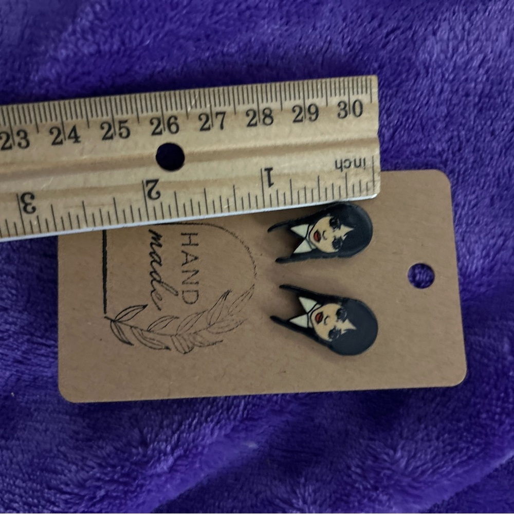 Wednesday Girl stud earrings new!  Adams Family. - Picture 3 of 4